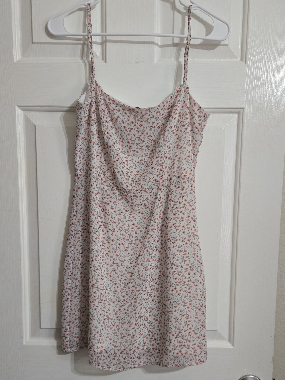 Nasty Gal White Mini Slip Dress with Pink Floral